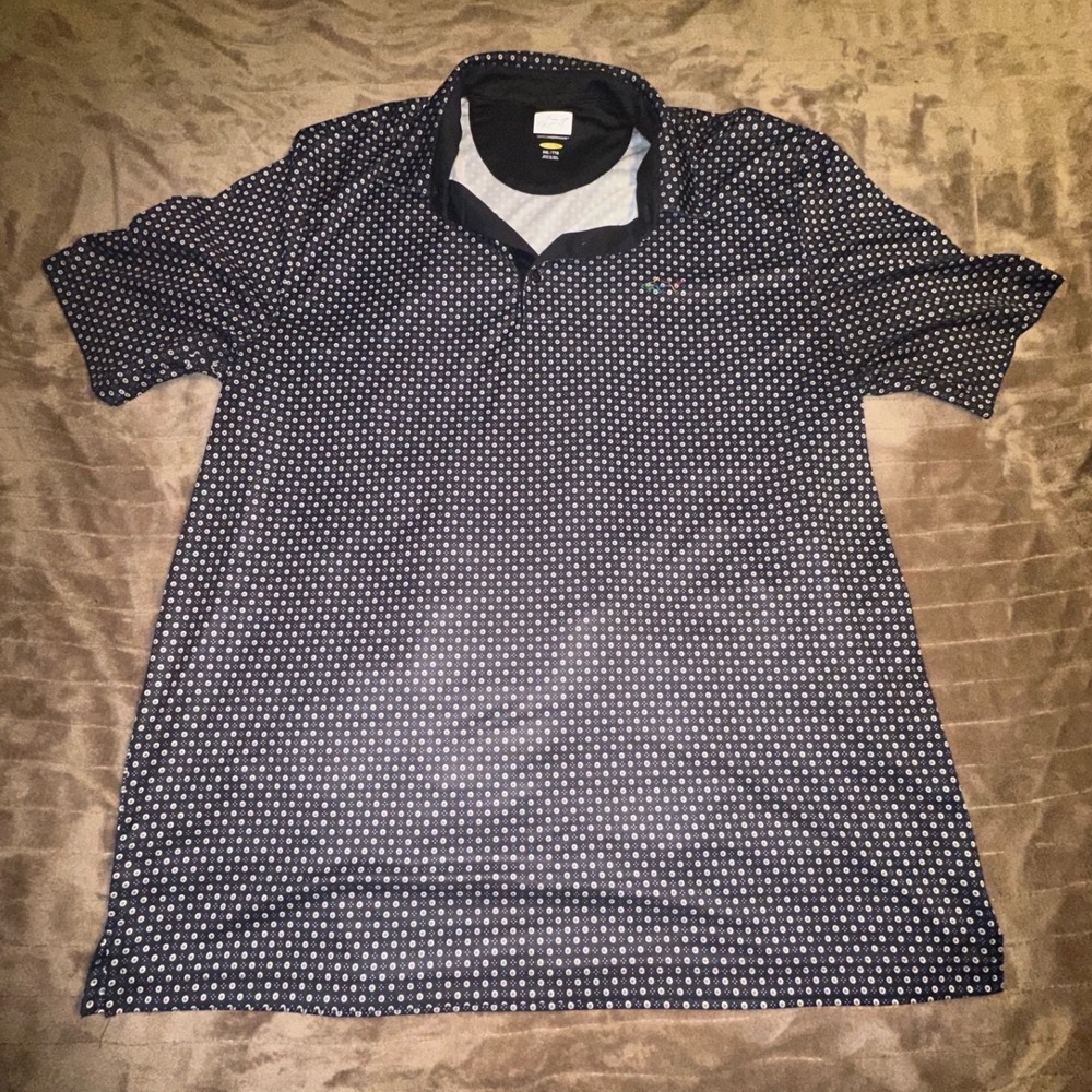 Greg Norman Play Dry Mens XXL Golf Polo Shirt Black Geometric Print TL112314